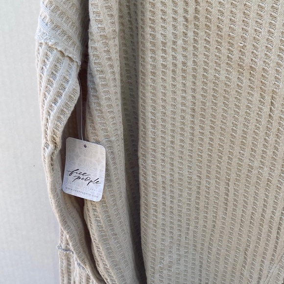 NWT Free People XS Cream Juicy Cowl Neck Long Sleeve Waffle Knit thermal top - Picture 8 of 8